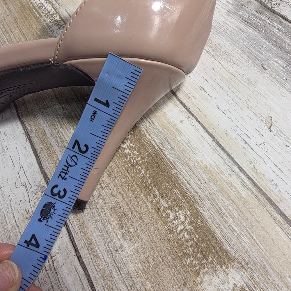 Jones New York Signature Womens Nude Patent Pointed Toe Ankle Strap Pumps Heels - Picture 4 of 11